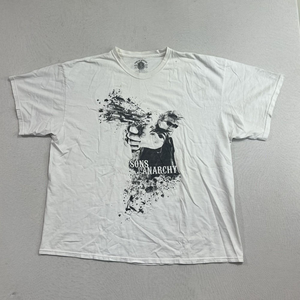 Sons Of Anarchy Men White Tee Shirt FX Short Sleeve Stain Size 3XL